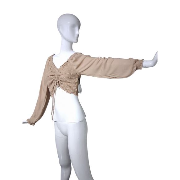 Japna Babydoll Cinched Women's size Large Smocked V-Neck Grungecore Party Top - Picture 3 of 7